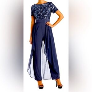 R & M Richards  High Low Sequin Jumpsuit - size 16